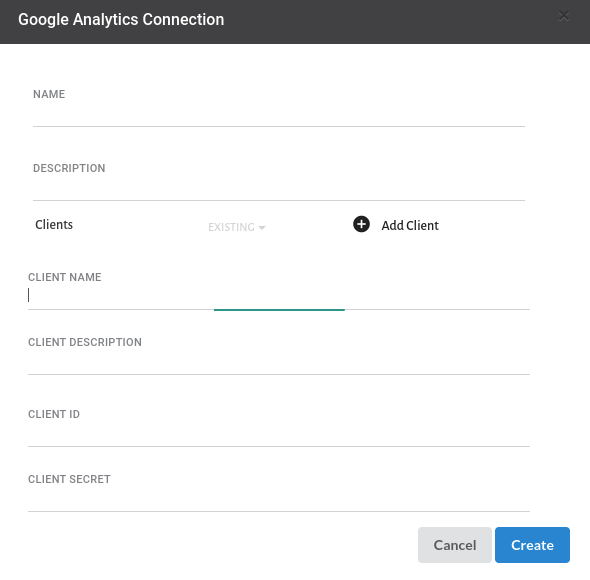 Google Analytics Connector Dialog