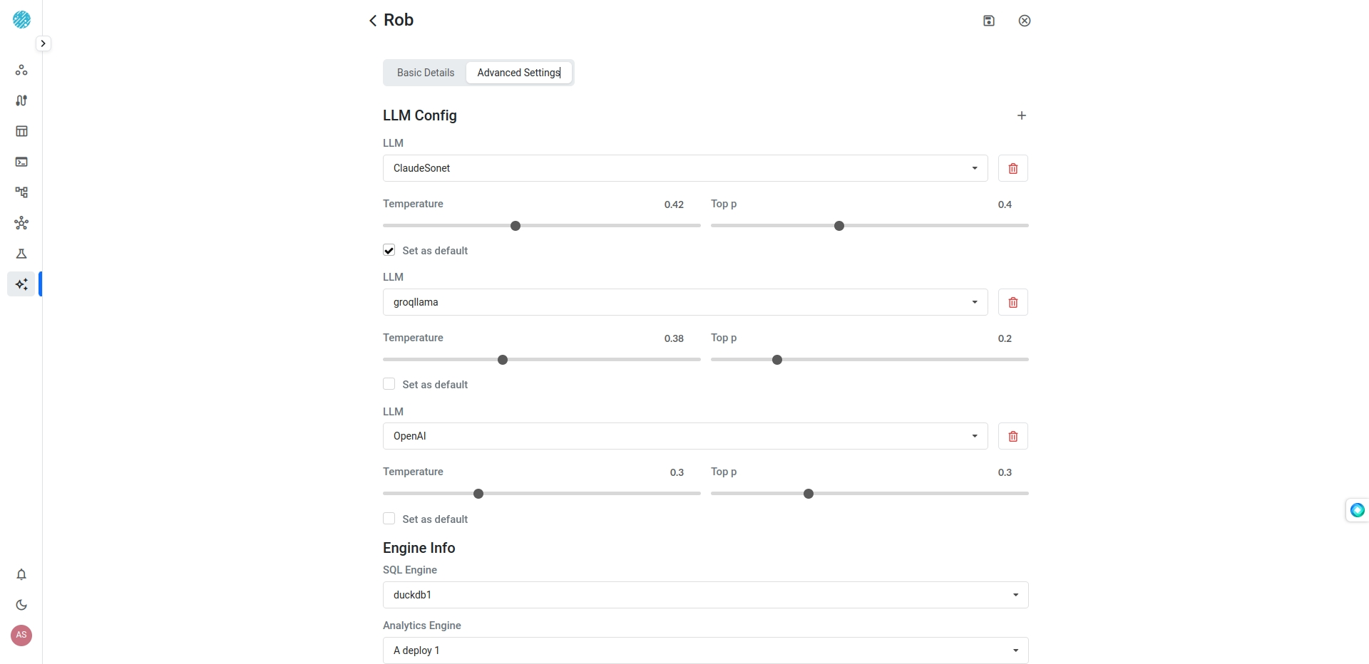 Agent Details View - Advanced Settings