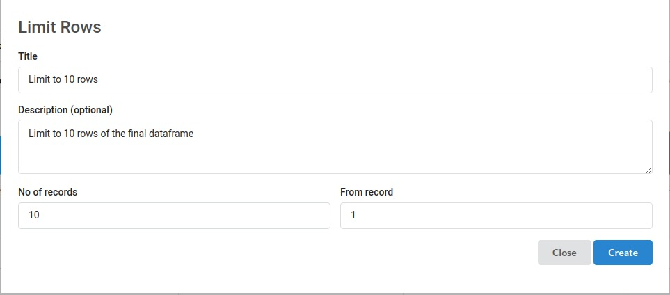 Limit Rows | Xceed Analytics Documentation