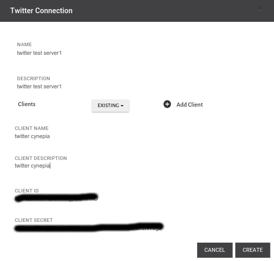 Twitter Connector Dialog